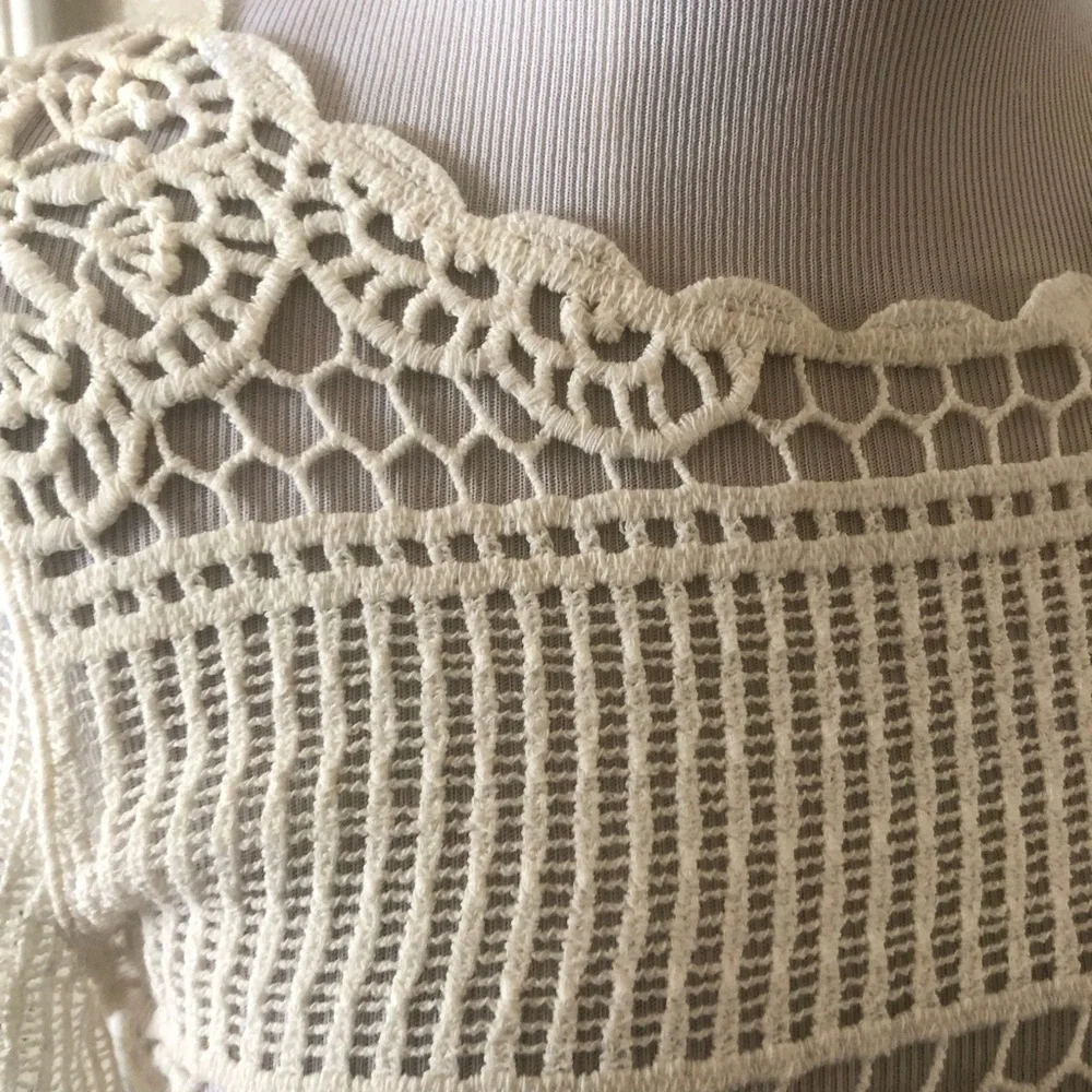 Anthropologie Crochet Top Open Knit Lacey XS Beachy James Coviello Off White NEW